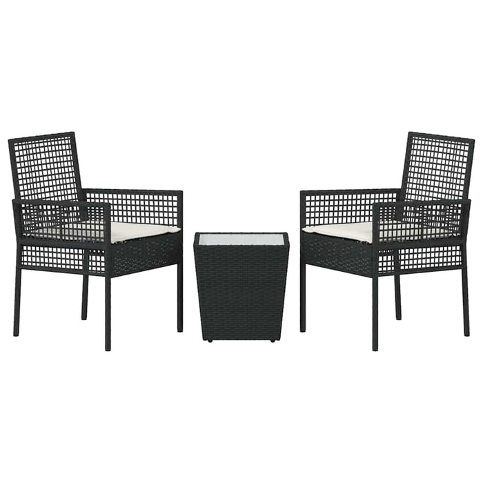 Set Bistro de Grădină 3 buc. Negru poliratan WALTI