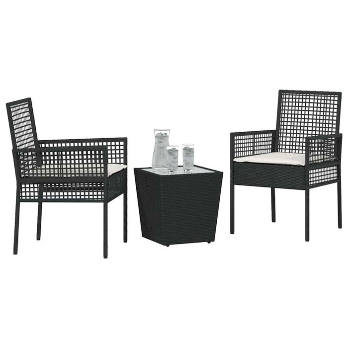 Set Bistro de Grădină 3 buc. Negru poliratan WALTI