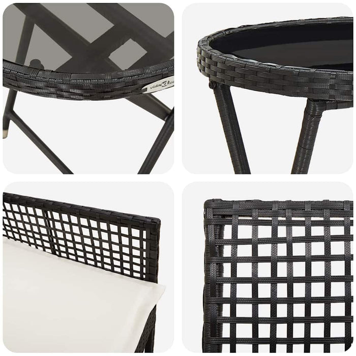 Set Bistro de Grădină 3 pcs Negru poliratan WALTI