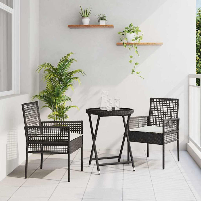 Set Bistro de Grădină 3 pcs Negru poliratan WALTI