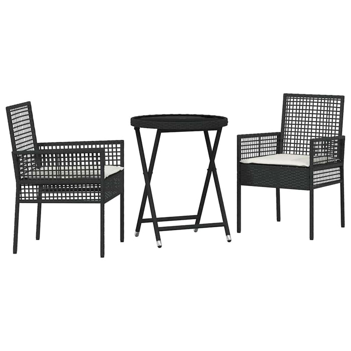 Set Bistro de Grădină 3 pcs Negru poliratan WALTI