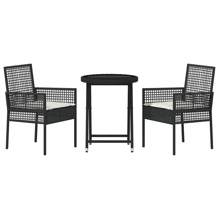 Set Bistro de Grădină 3 pcs Negru poliratan WALTI