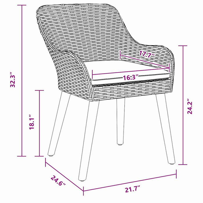 Scaun pentru Grădină 2 pcs Gri 62.5 x 55 x 82 cm poliratan - WALTI WALTI