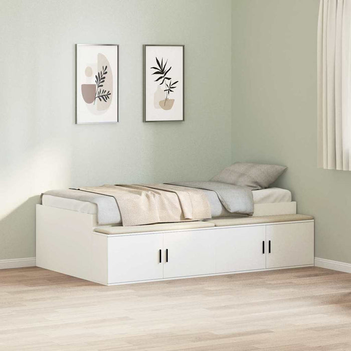 Cadru de pat cu sertar Alb 100 x 200 cm Lemn compozit WALTI
