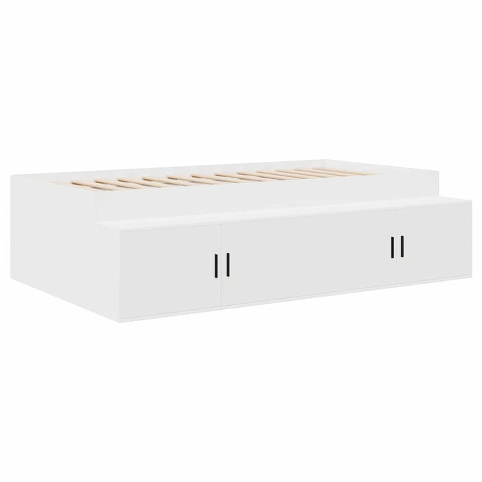 Cadru de pat cu sertar Alb 100 x 200 cm Lemn compozit WALTI