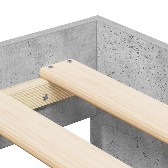 Cadru de pat cu sertar Gri din beton 100 x 200 cm Lemn compozit - WALTI WALTI
