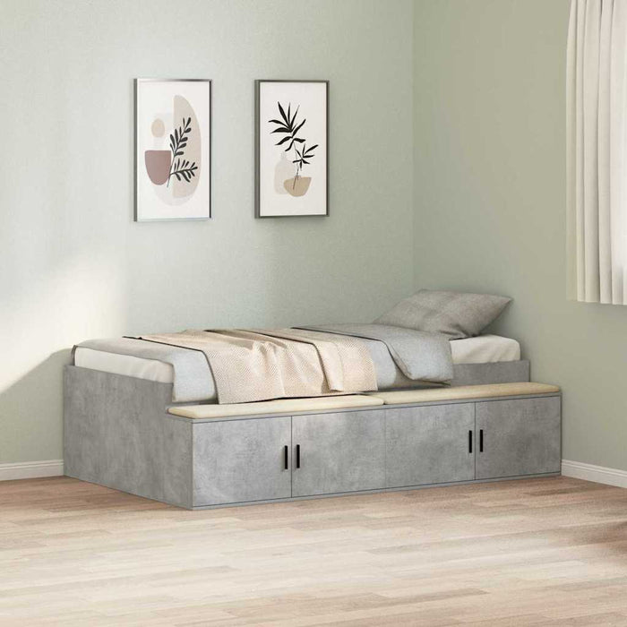 Cadru de pat cu sertar Gri din beton 100 x 200 cm Lemn compozit - WALTI WALTI