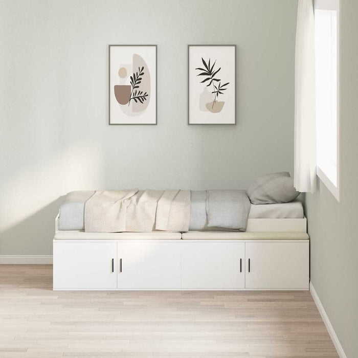 Cadru de pat cu depozitare Alb 90 x 200 cm Lemn compozit - WALTI WALTI