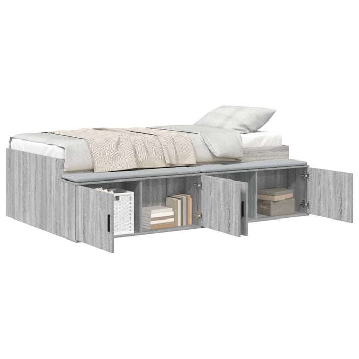 Cadru de pat cu depozitare sonoma gri 90 x 200 cm Lemn compozit - WALTI WALTI