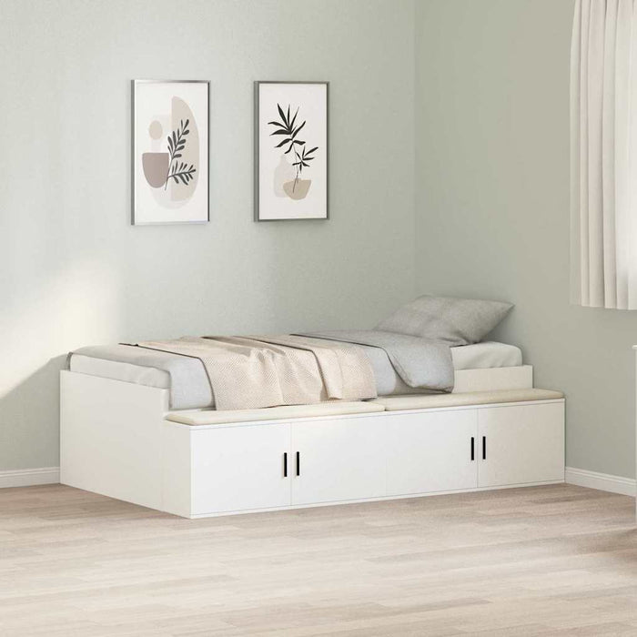 Cadru de pat cu depozitare Alb 80 x 200 cm Lemn compozit - WALTI WALTI