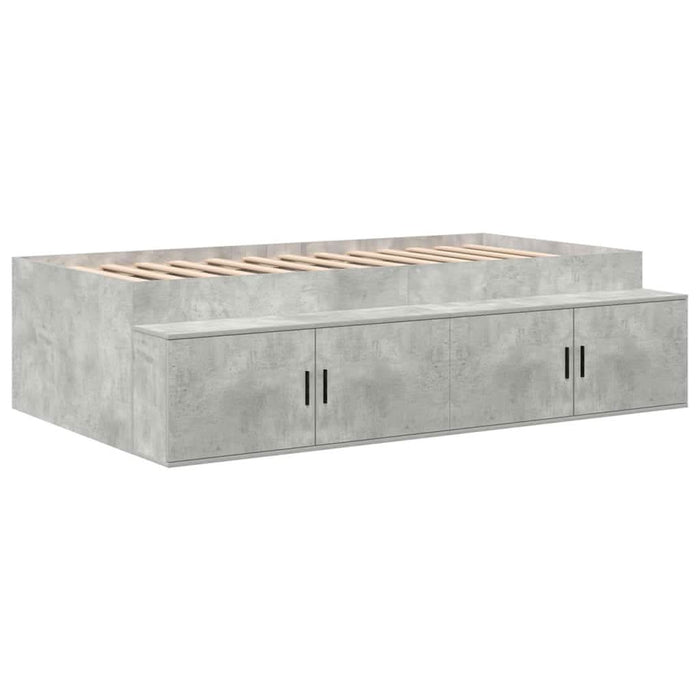 Cadru de pat cu depozitare Gri beton 80 x 200 cm Lemn compozit - WALTI WALTI
