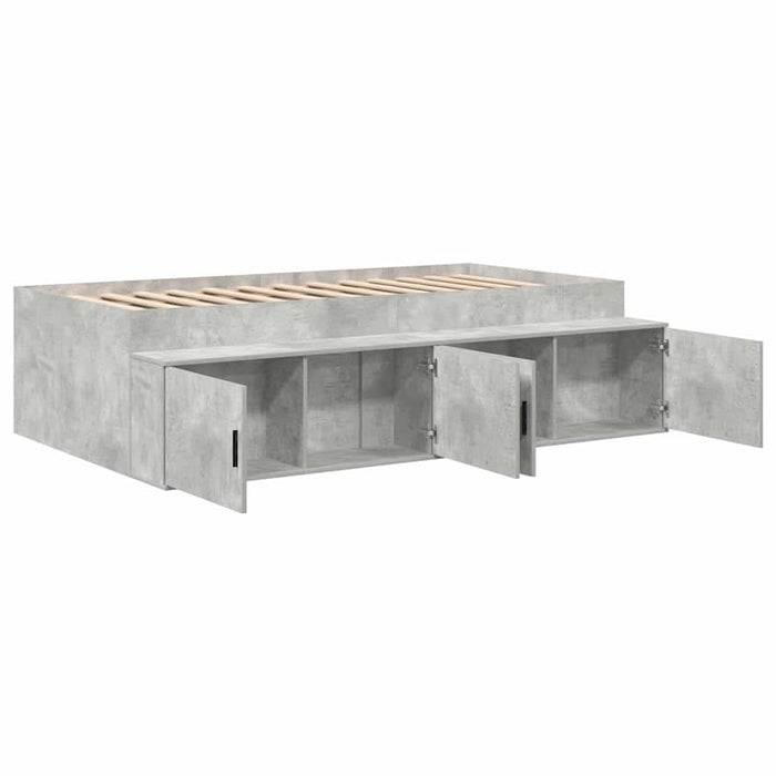 Cadru de pat cu depozitare Gri beton 80 x 200 cm Lemn compozit - WALTI WALTI