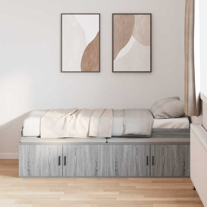 Cadru de pat cu depozitare sonoma gri 80 x 200 cm Lemn compozit - WALTI WALTI