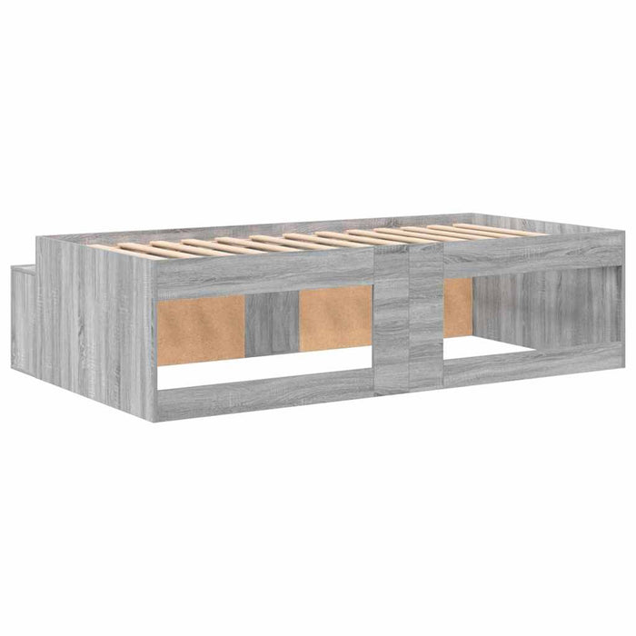 Cadru de pat cu depozitare sonoma gri 80 x 200 cm Lemn compozit - WALTI WALTI
