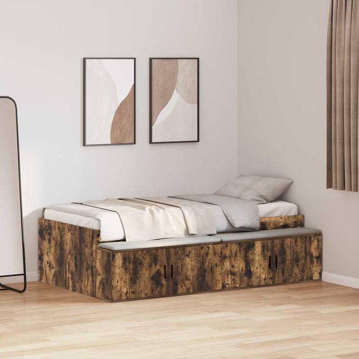 Cadru de pat cu depozitare Stejar afumat 90 x 190 cm - WALTI WALTI