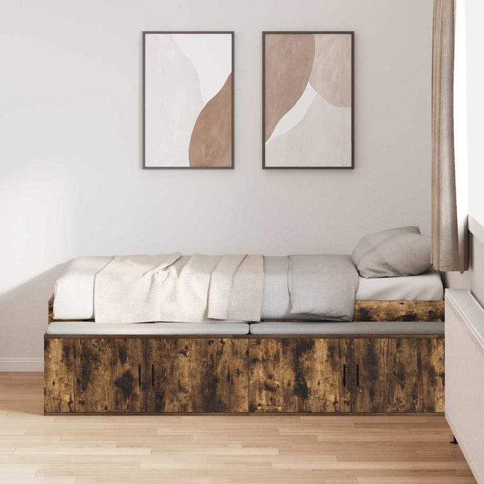 Cadru de pat cu depozitare Stejar afumat 90 x 190 cm - WALTI WALTI