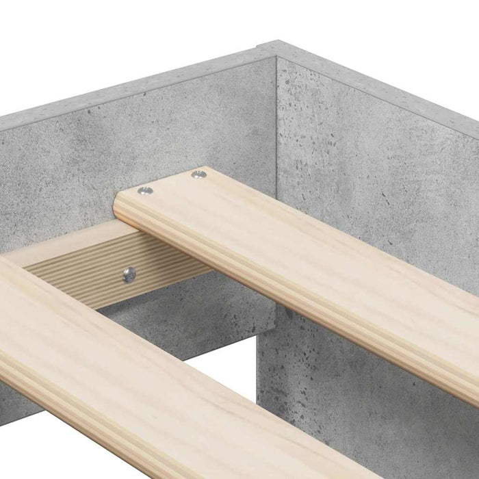 Cadru de pat cu depozitare Gri beton 75 x 190 cm Lemn compozit - WALTI WALTI