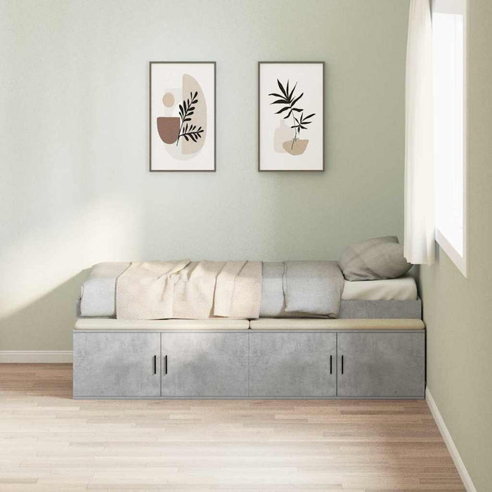 Cadru de pat cu depozitare Gri beton 75 x 190 cm Lemn compozit - WALTI WALTI