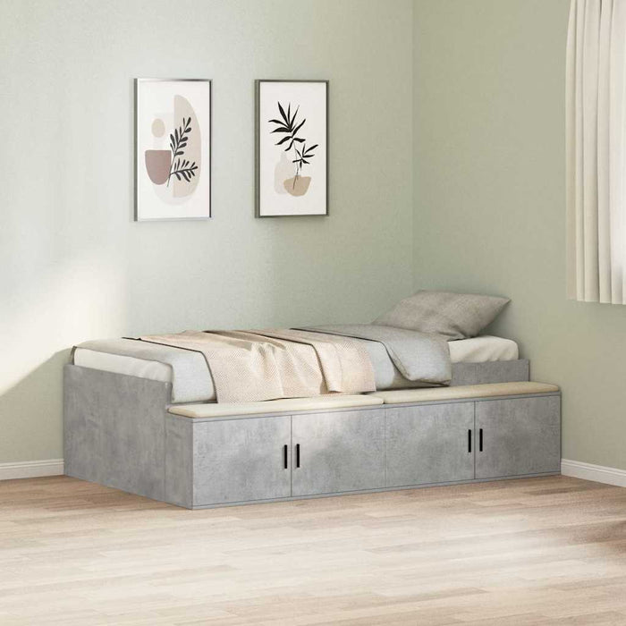 Cadru de pat cu depozitare Gri beton 75 x 190 cm Lemn compozit - WALTI WALTI