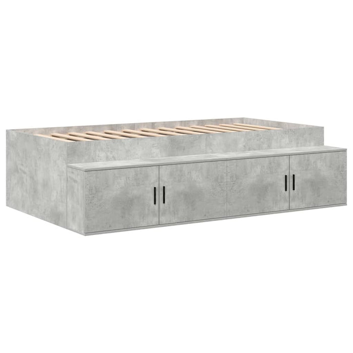 Cadru de pat cu depozitare Gri beton 75 x 190 cm Lemn compozit - WALTI WALTI