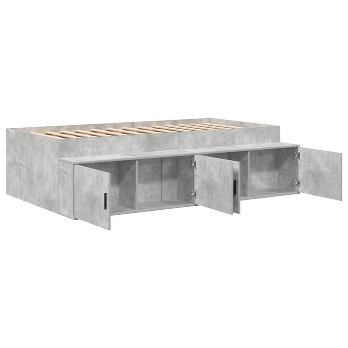 Cadru de pat cu depozitare Gri beton 75 x 190 cm Lemn compozit - WALTI WALTI