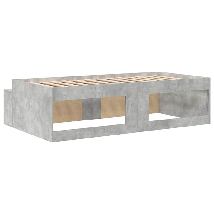 Cadru de pat cu depozitare Gri beton 75 x 190 cm Lemn compozit - WALTI WALTI