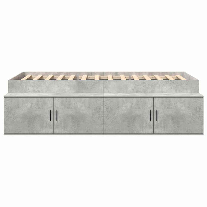Cadru de pat cu depozitare Gri beton 75 x 190 cm Lemn compozit - WALTI WALTI