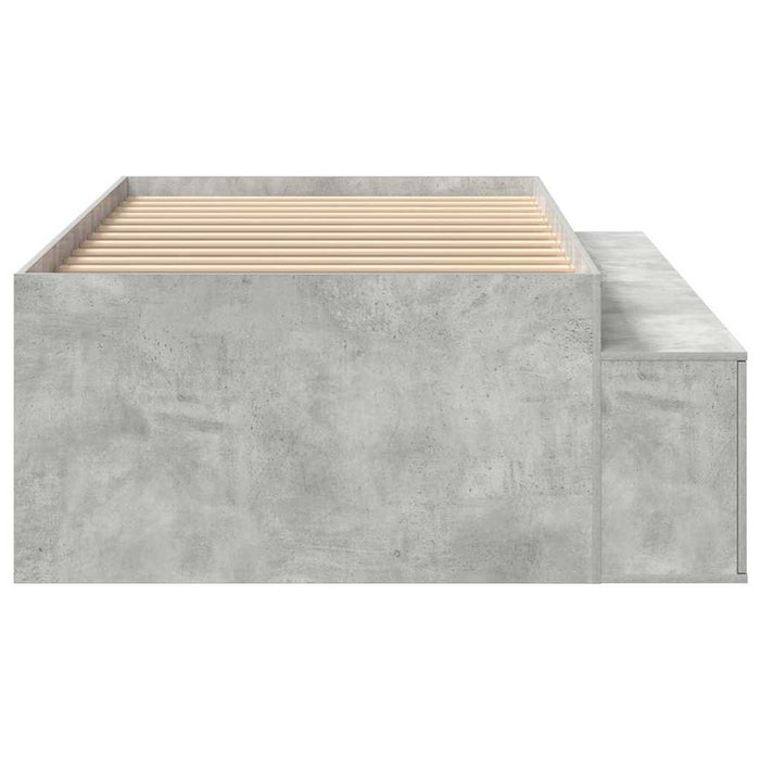 Cadru de pat cu depozitare Gri beton 75 x 190 cm Lemn compozit - WALTI WALTI