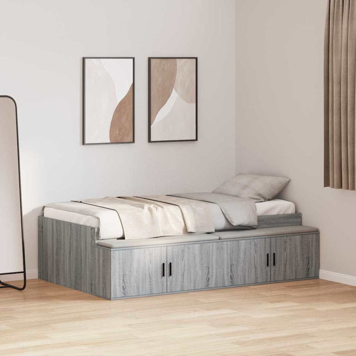 Cadru de pat cu depozitare sonoma gri 75 x 190 cm Lemn compozit - WALTI WALTI