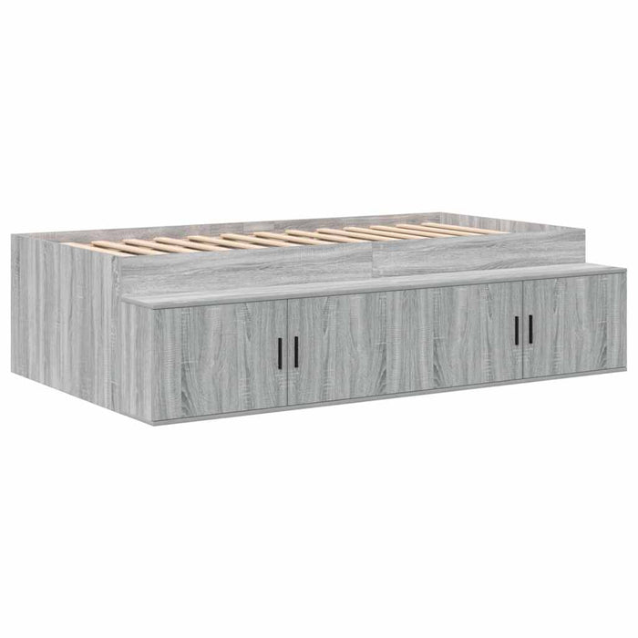Cadru de pat cu depozitare sonoma gri 75 x 190 cm Lemn compozit - WALTI WALTI