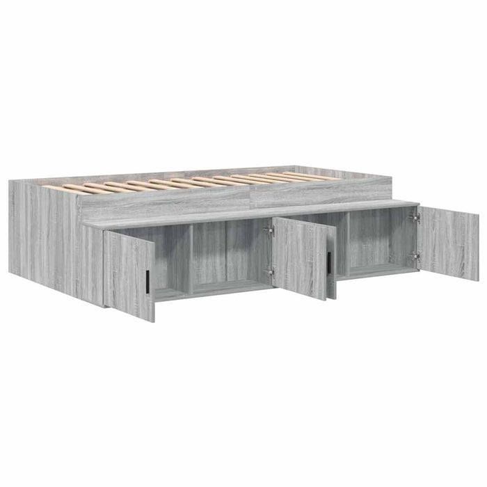 Cadru de pat cu depozitare sonoma gri 75 x 190 cm Lemn compozit - WALTI WALTI