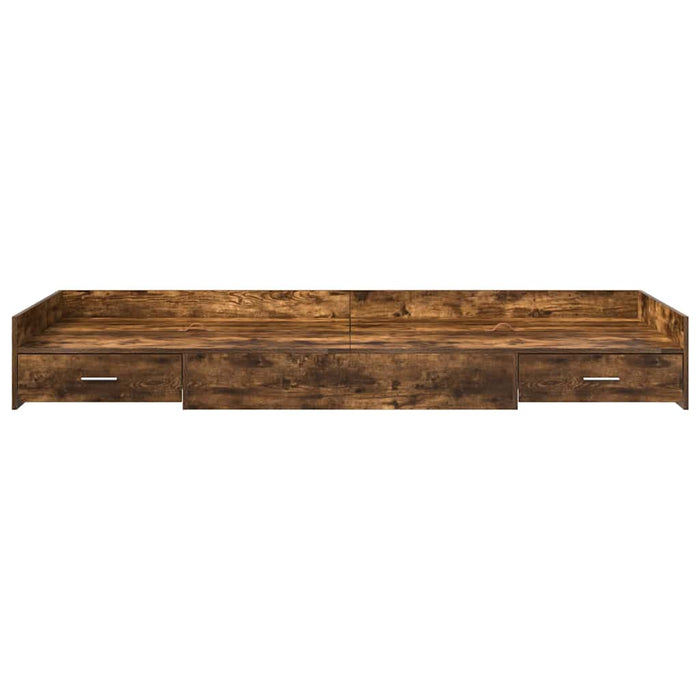 Cadru de pat cu depozitare Stejar fumuriu 100 x 200 cm Lemn compozit - WALTI WALTI