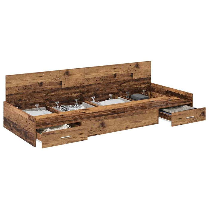 Cadru de pat cu depozitare Lemn Vechi 100 x 200 cm Lemn compozit - WALTI WALTI