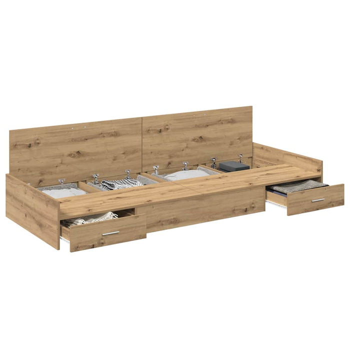 Cadru de pat cu depozitare cu headboard Stejar Artizanal 100 x 200 cm - WALTI WALTI