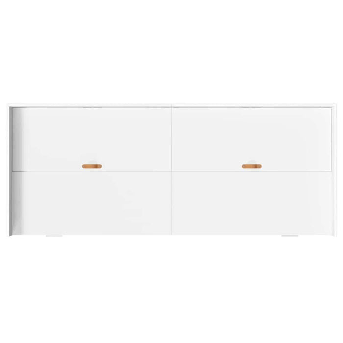 Cadru de pat cu depozitare cu headboard Alb 90 x 200 cm Lemn compozit - WALTI WALTI