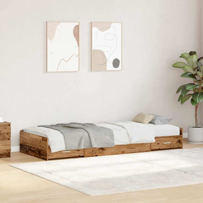 Cadru de pat cu depozitare Lemn Vechi 90 x 200 cm Lemn compozit - WALTI WALTI