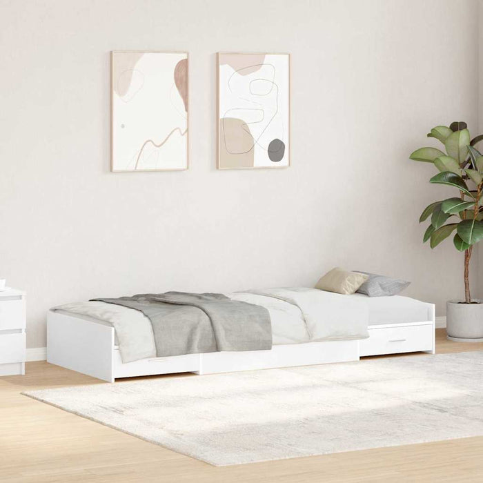 Cadru de pat cu depozitare cu headboard Alb 80 x 200 cm Lemn compozit - WALTI WALTI
