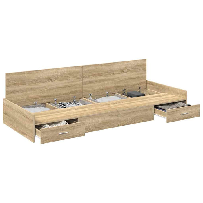 Cadru de pat cu depozitare Stejar Sonoma 80 x 200 cm Lemn compozit - WALTI WALTI