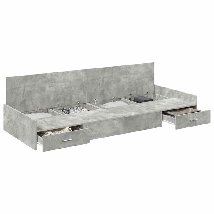 Cadru de pat cu depozitare Gri din beton 80 x 200 cm Lemn compozit - WALTI WALTI