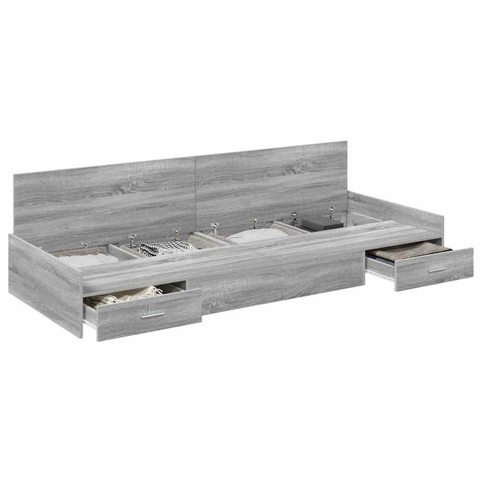 Cadru de pat cu depozitare Gri Sonoma 80 x 200 cm Lemn compozit - WALTI WALTI
