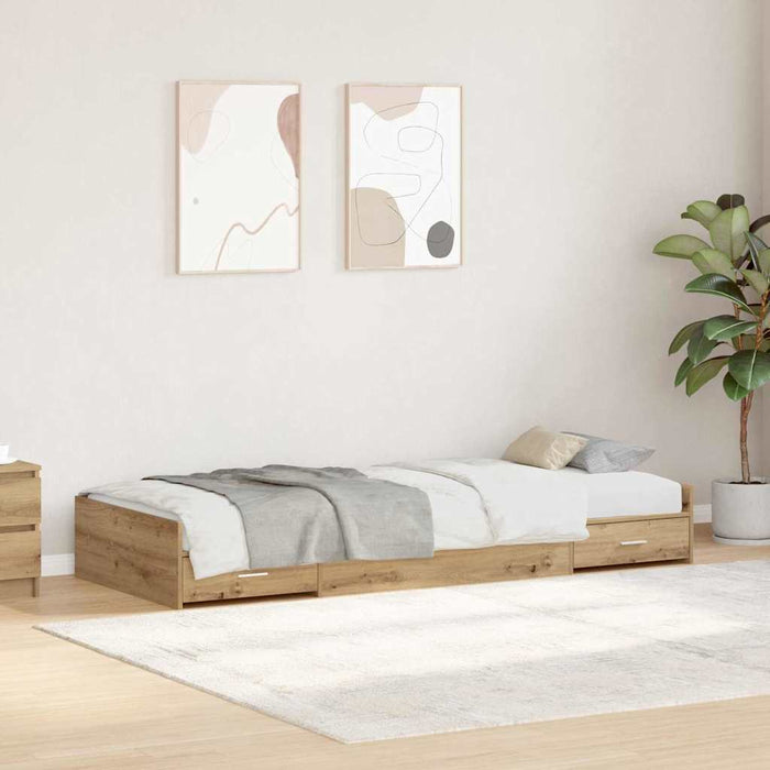 Cadru de pat cu depozitare Stejar Artizanal 80 x 200 cm Lemn compozit - WALTI WALTI