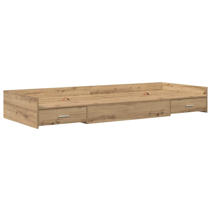 Cadru de pat cu depozitare Stejar Artizanal 80 x 200 cm Lemn compozit - WALTI WALTI