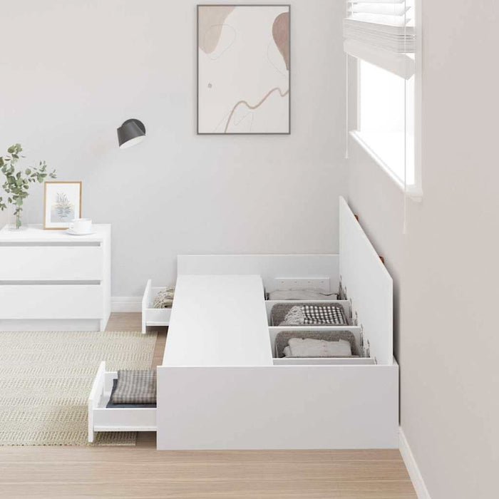 Cadru de pat cu depozitare cu headboard Alb 80 x 200 cm Lemn compozit - WALTI WALTI