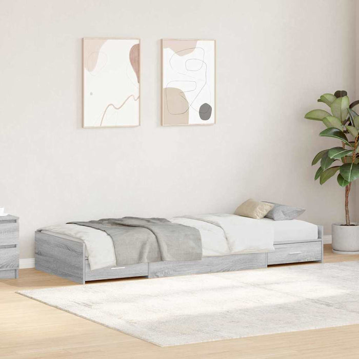 Cadru de pat cu depozitare Gri Sonoma 80 x 200 cm Lemn compozit - WALTI WALTI