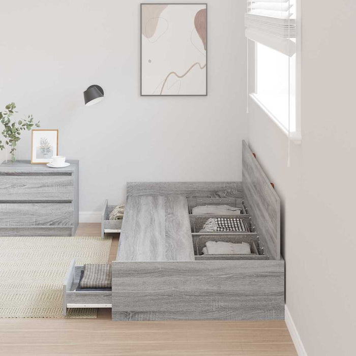 Cadru de pat cu depozitare Gri Sonoma 80 x 200 cm Lemn compozit - WALTI WALTI