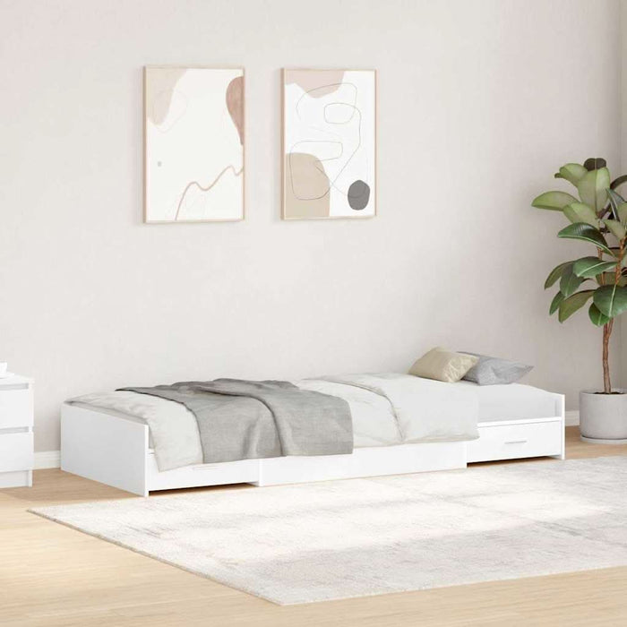 Cadru de pat cu depozitare cu headboard Alb 75 x 190 cm Lemn compozit - WALTI WALTI