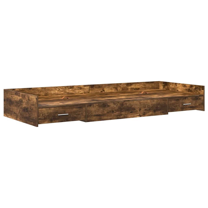 Cadru de pat cu depozitare Stejar fumuriu 75 x 190 cm Lemn compozit - WALTI WALTI