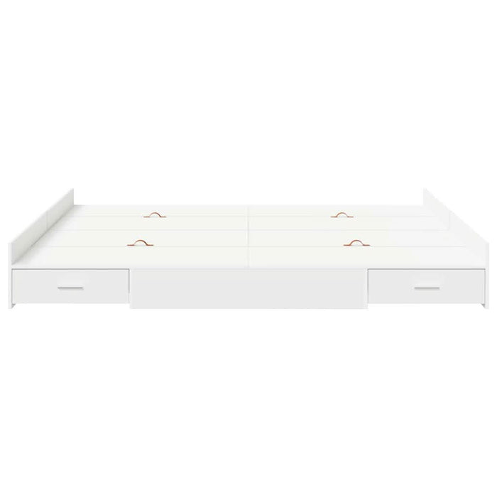 Cadru de pat cu depozitare Alb 200 x 200 cm Lemn compozit - WALTI WALTI