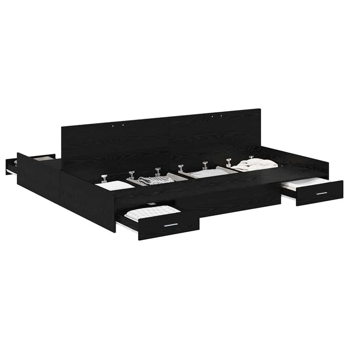 Cadru de pat cu depozitare cu sertar Stejar negru 200 x 200 cm - WALTI WALTI