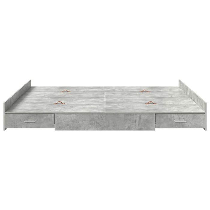 Cadru de pat cu depozitare Gri beton 200 x 200 cm Lemn compozit - WALTI WALTI